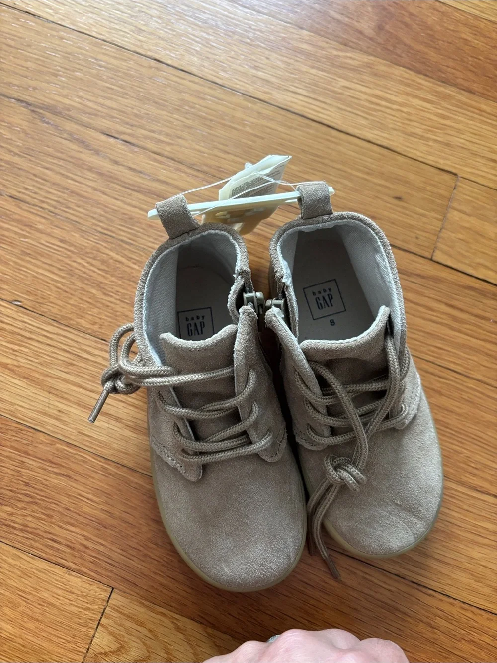 NWT baby GAP Taupe Suede Lace-Up Ankle Boots